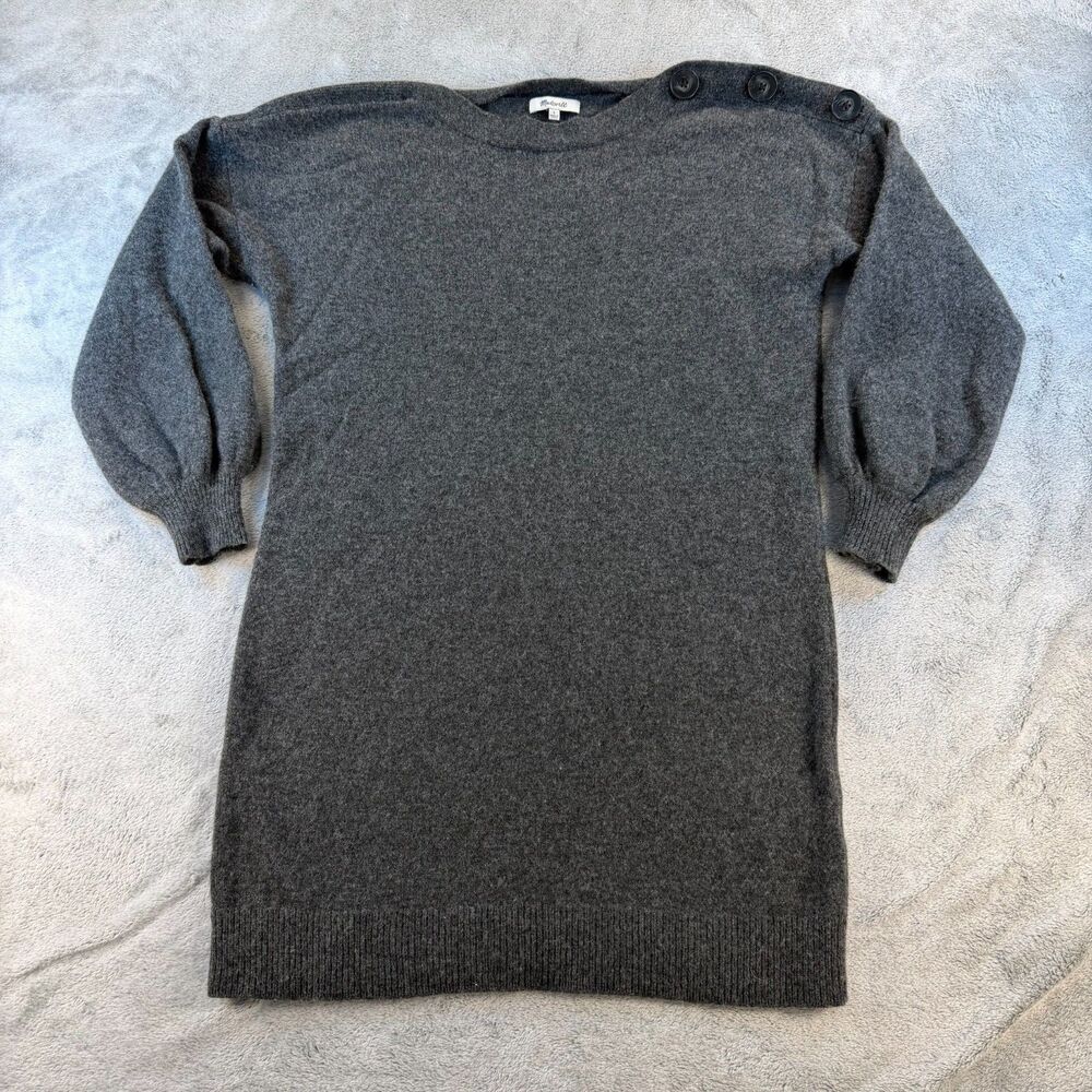 Madewell Sweater Dress Womens Large 100% Merino Wool Gray Knit